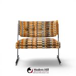harvey probber mid century cantilevered chrome slipper lounge chairs - pair