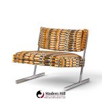 harvey probber mid century cantilevered chrome slipper lounge chairs - pair