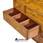 henredon campaign mid century oak and brass lowboy dresser