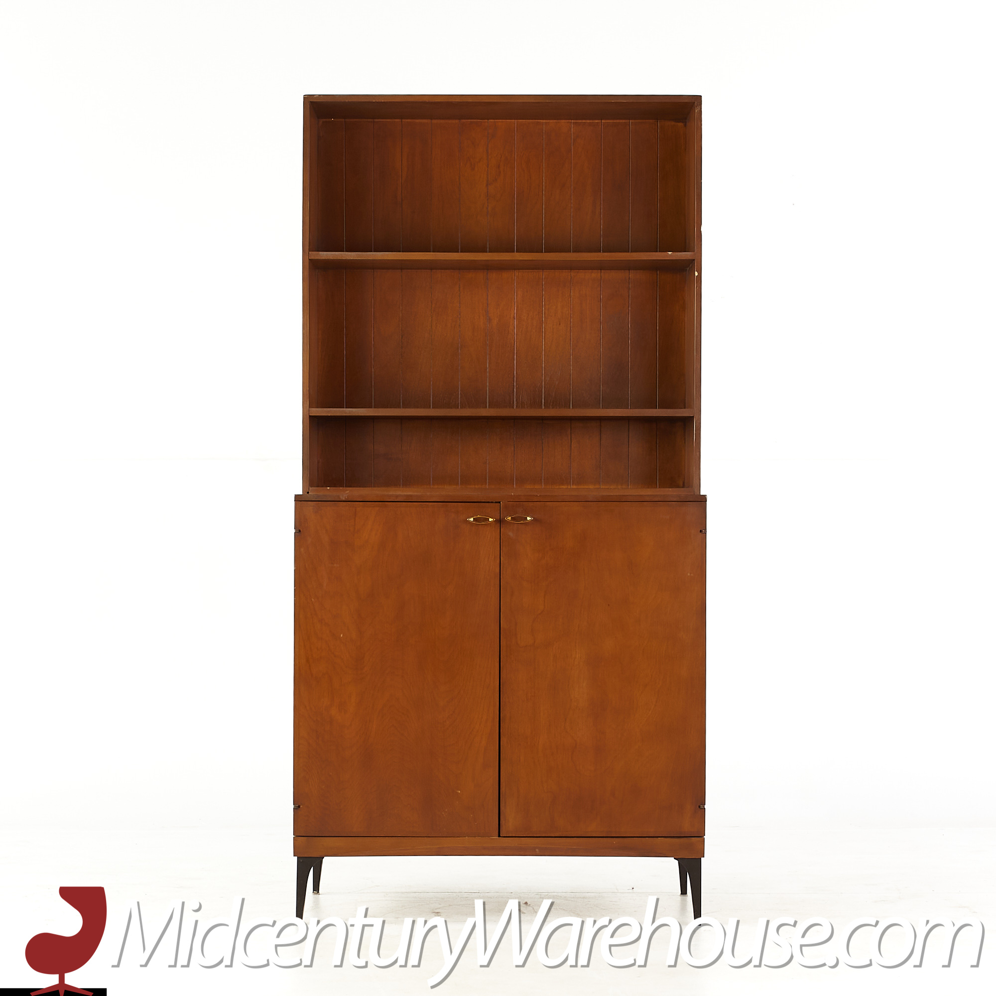 heywood wakefield contessa mid century 2 door bar cabinet with hutch