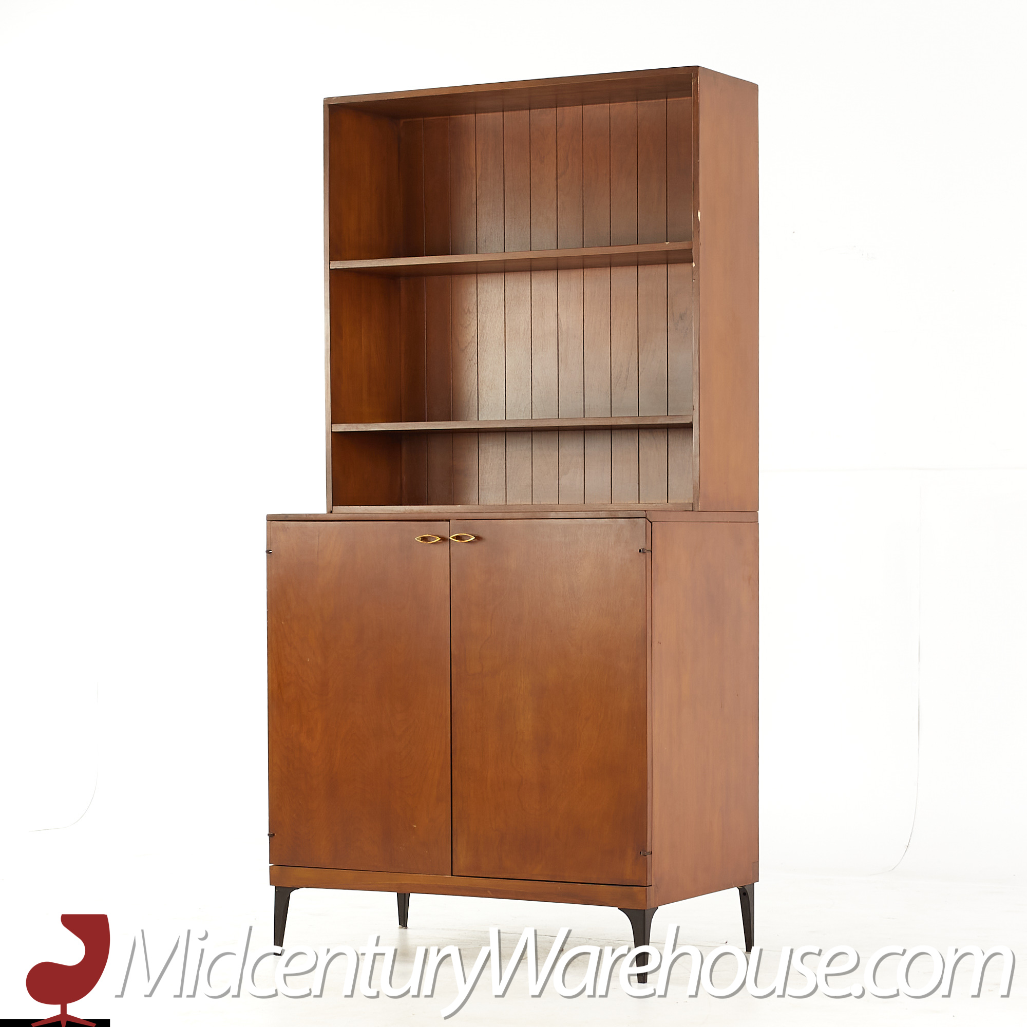 heywood wakefield contessa mid century 2 door bar cabinet with hutch