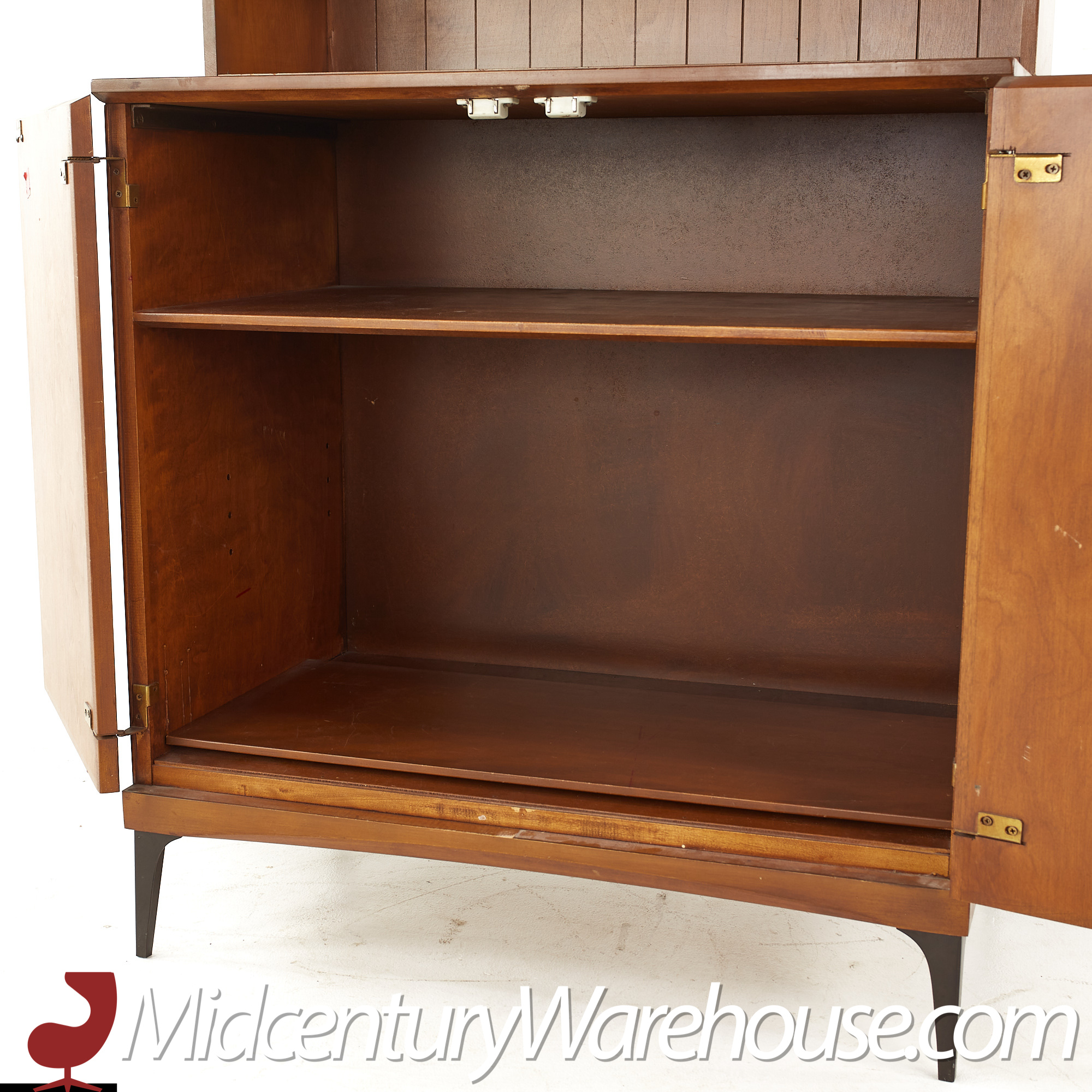 heywood wakefield contessa mid century 2 door bar cabinet with hutch