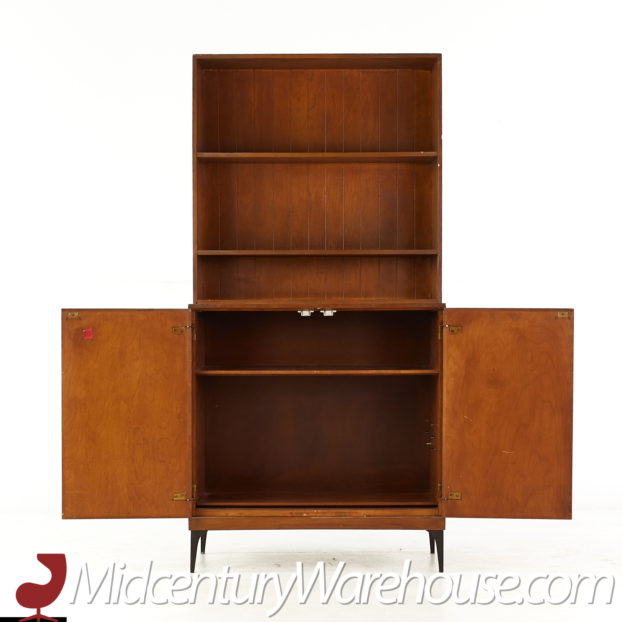 heywood wakefield contessa mid century 2 door bar cabinet with hutch