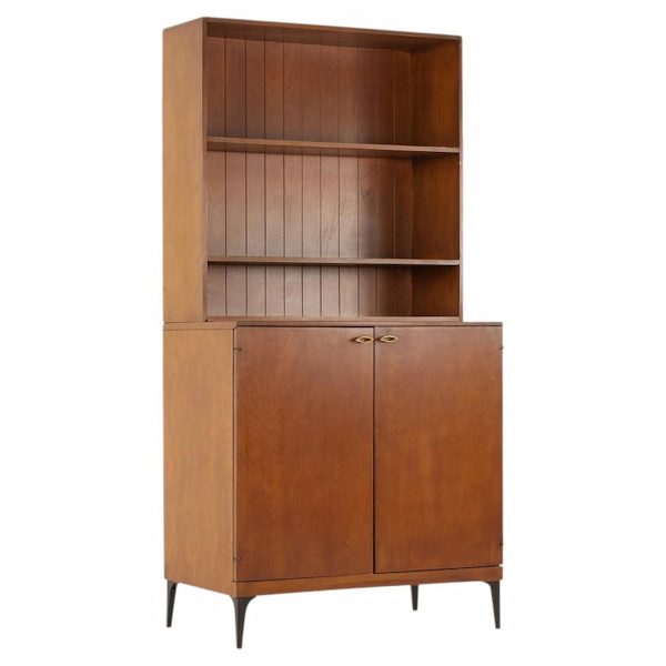 heywood wakefield contessa mid century 2 door bar cabinet with hutch