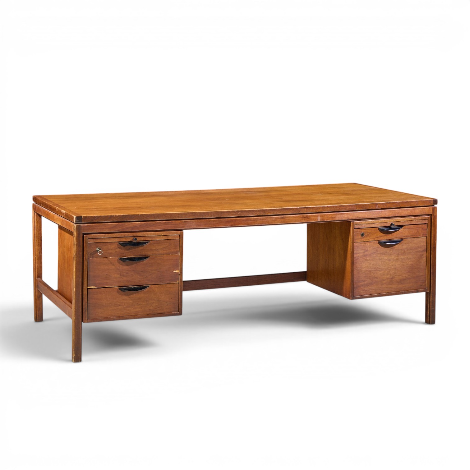 jens risom mid century walnut executive desk