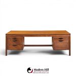 jens risom mid century walnut executive desk