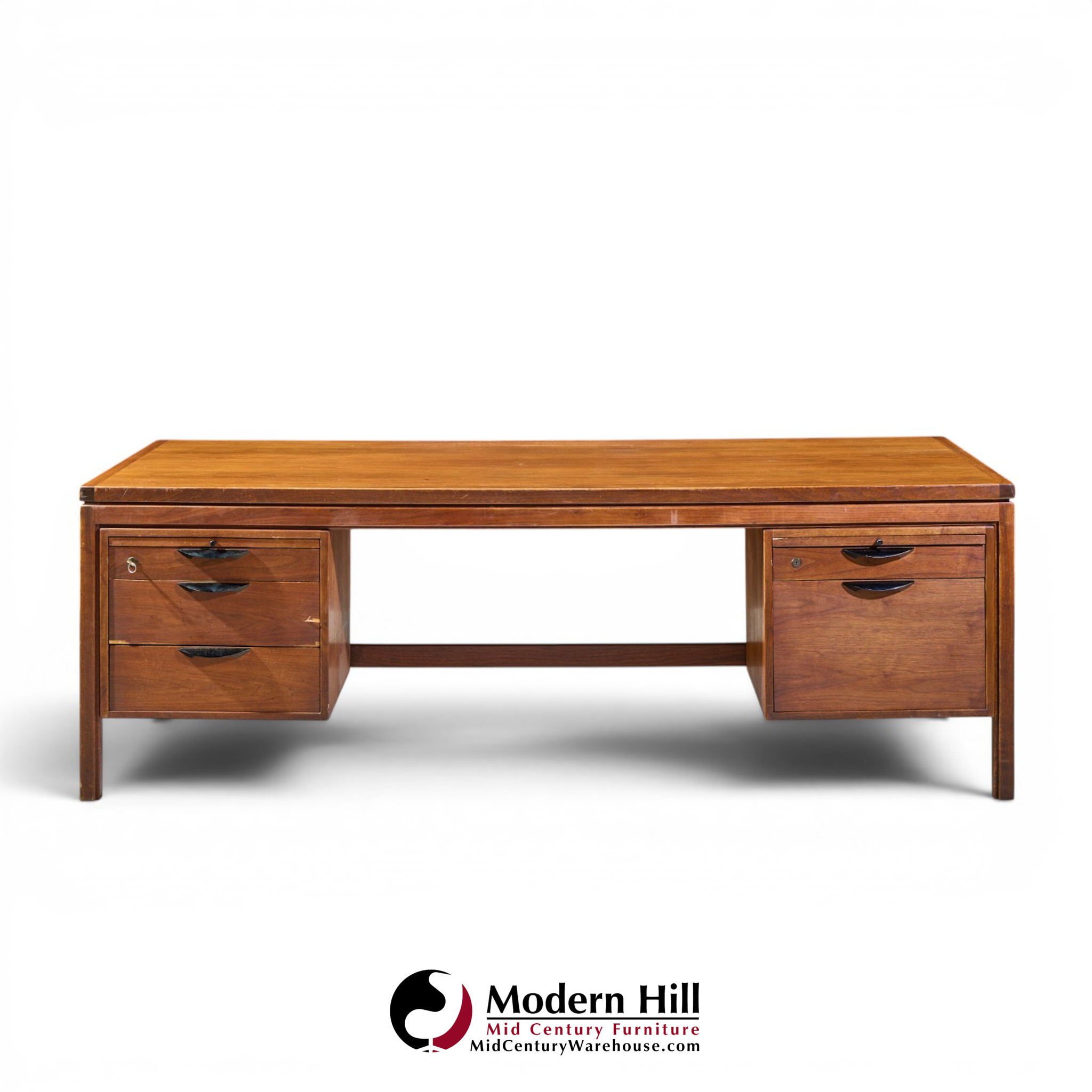 jens risom mid century walnut executive desk