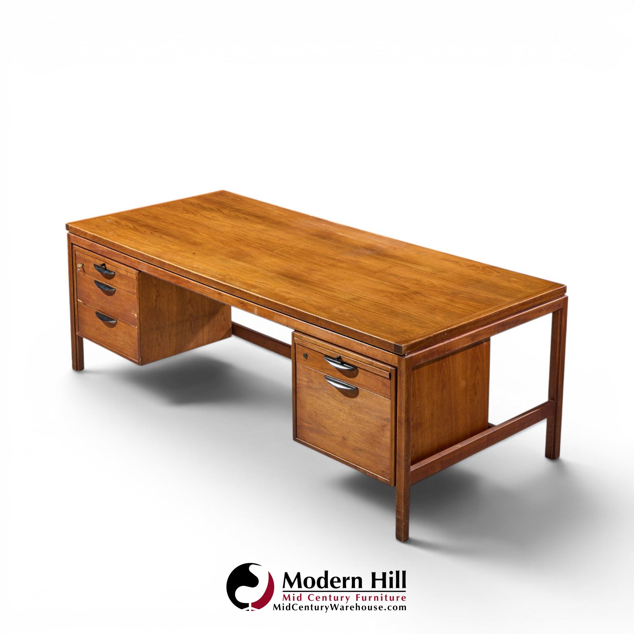jens risom mid century walnut executive desk