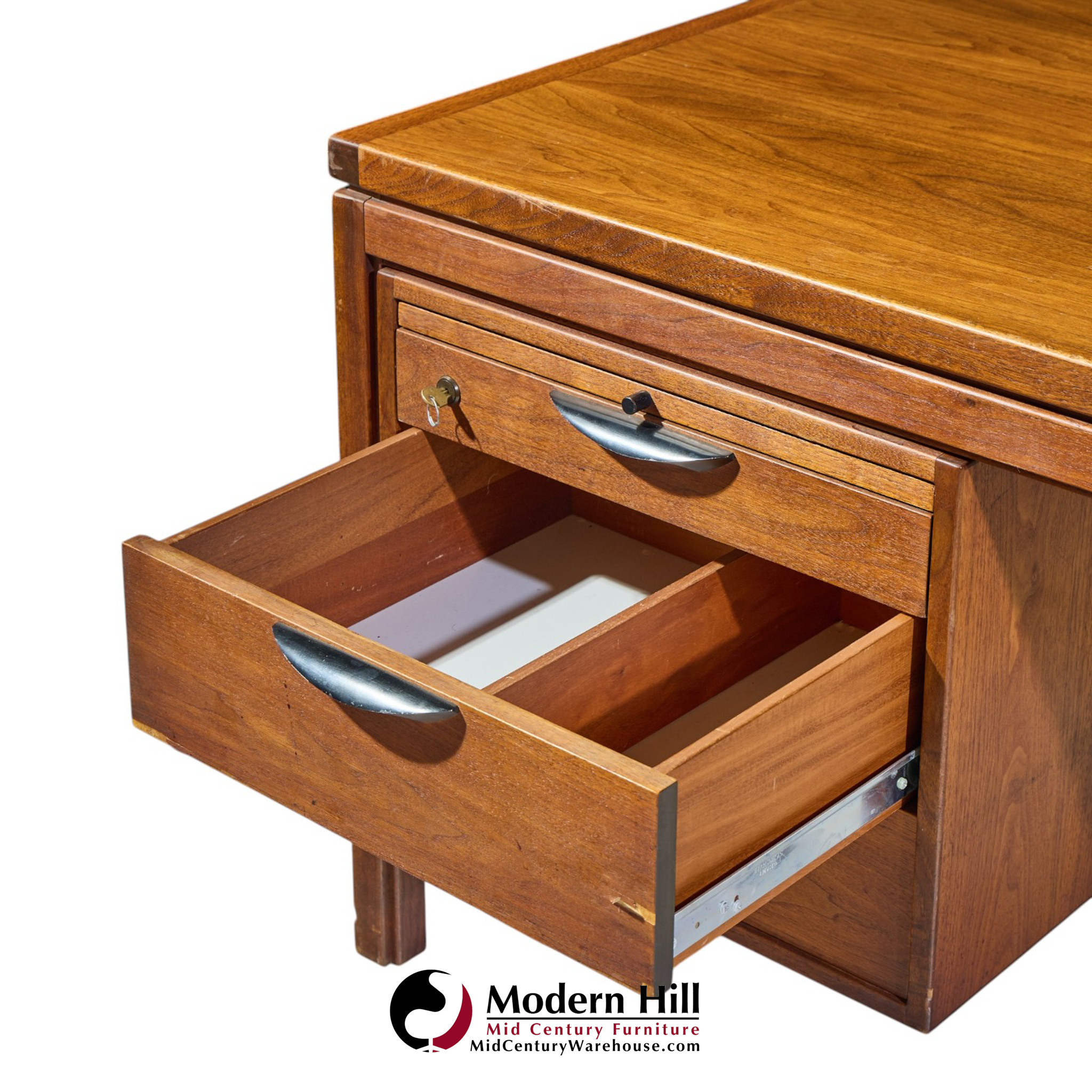 jens risom mid century walnut executive desk