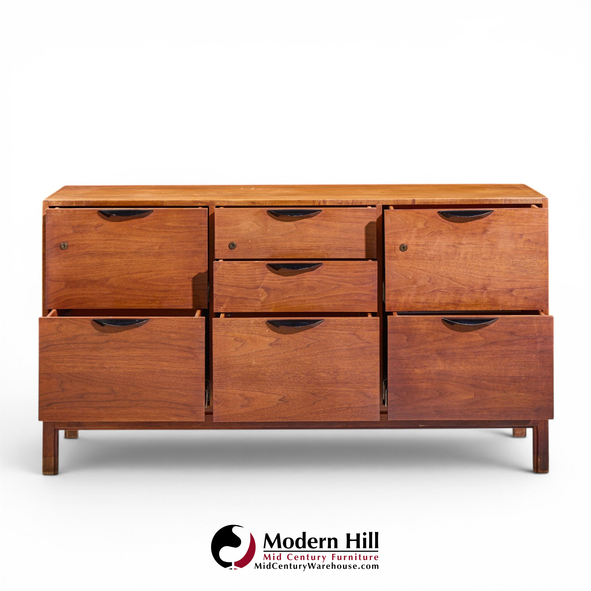 jens risom mid century walnut file credenza