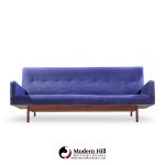 jens risom model u-150 mid century walnut bracket back sofa