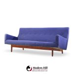 jens risom model u-150 mid century walnut bracket back sofa