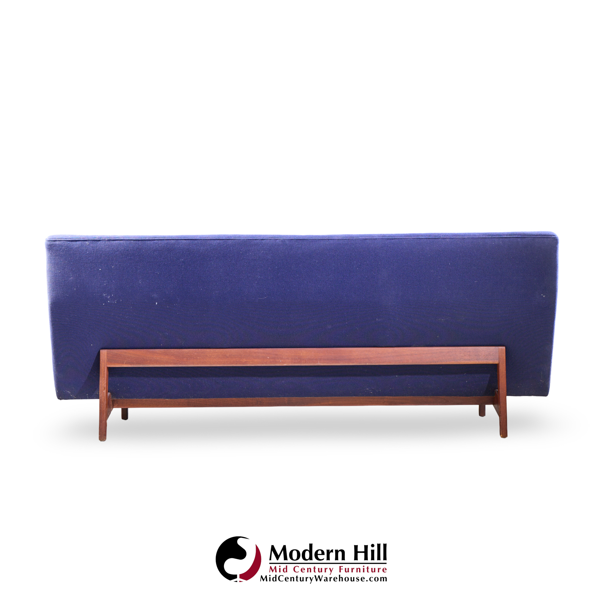 jens risom model u-150 mid century walnut bracket back sofa