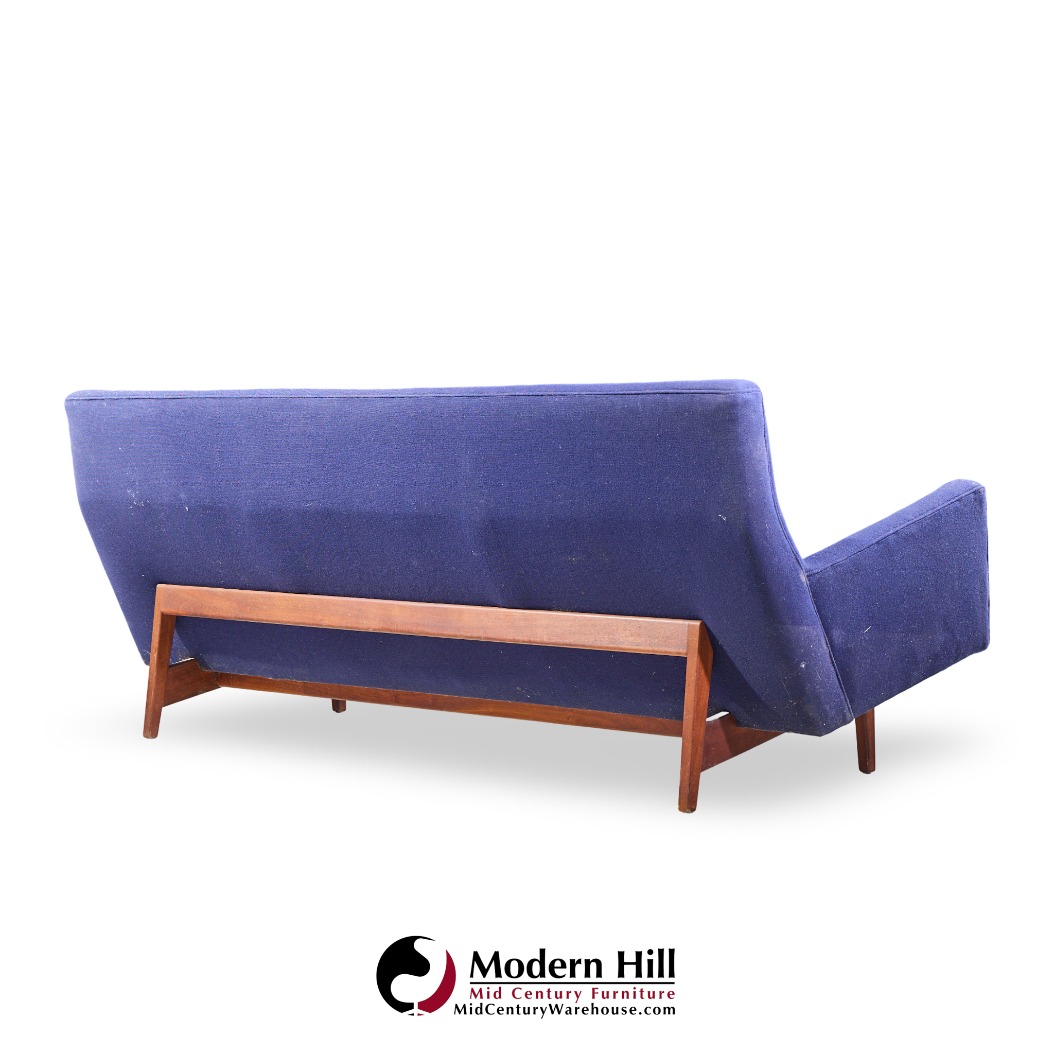 jens risom model u-150 mid century walnut bracket back sofa