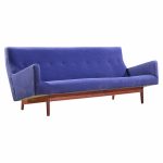 jens risom model u-150 mid century walnut bracket back sofa
