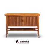 kipp stewart for drexel declaration mid century walnut tambour door bar cart