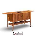 kipp stewart for drexel declaration mid century walnut tambour door bar cart