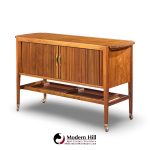 kipp stewart for drexel declaration mid century walnut tambour door bar cart