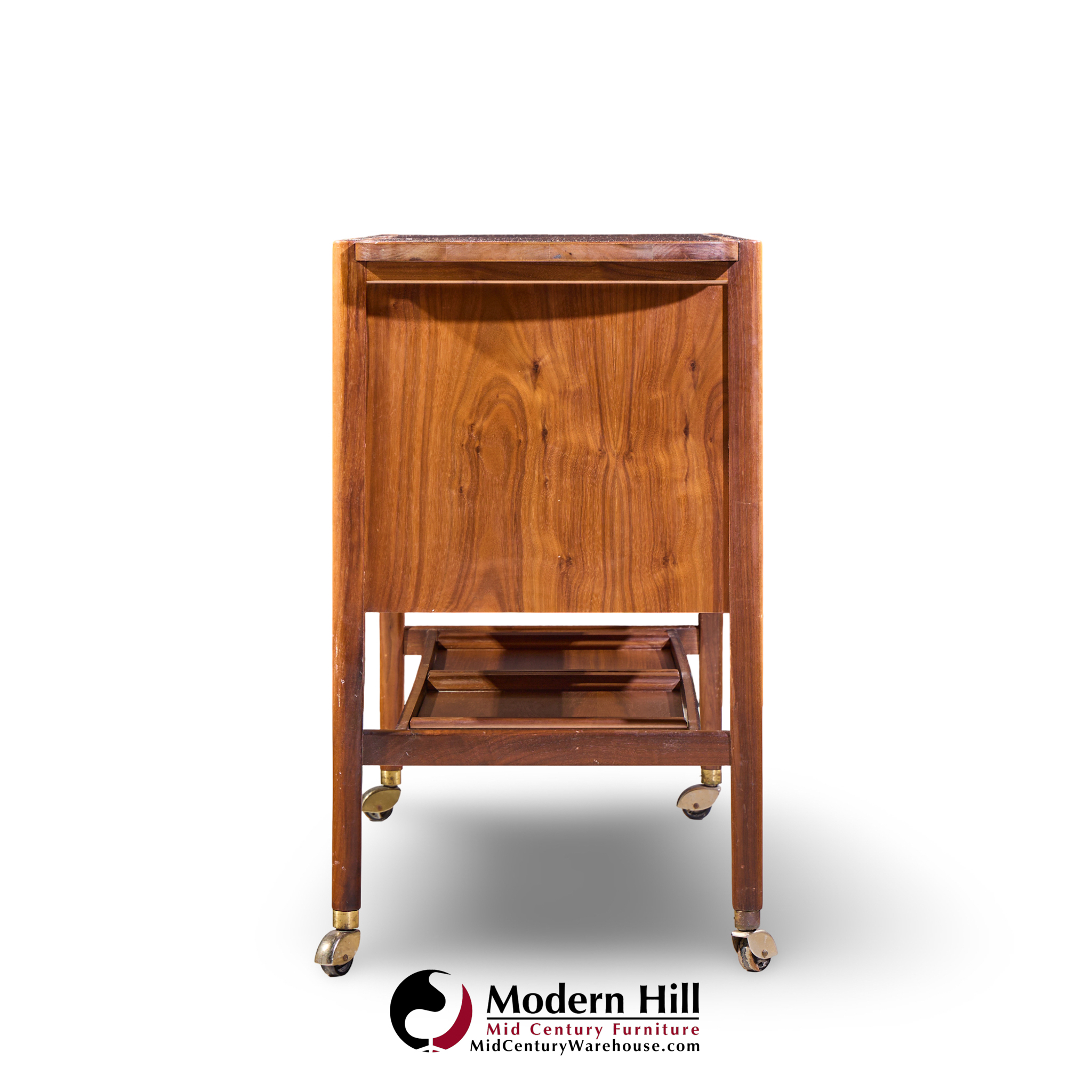kipp stewart for drexel declaration mid century walnut tambour door bar cart