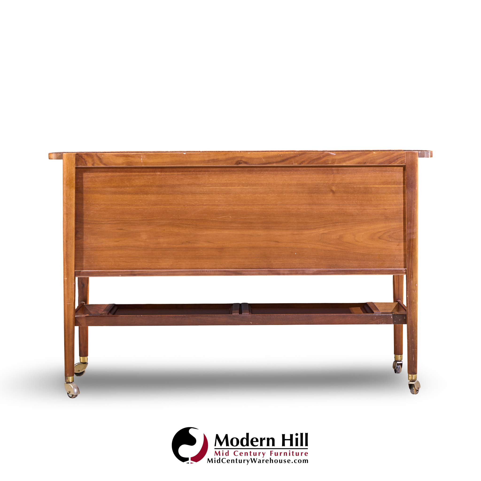 kipp stewart for drexel declaration mid century walnut tambour door bar cart