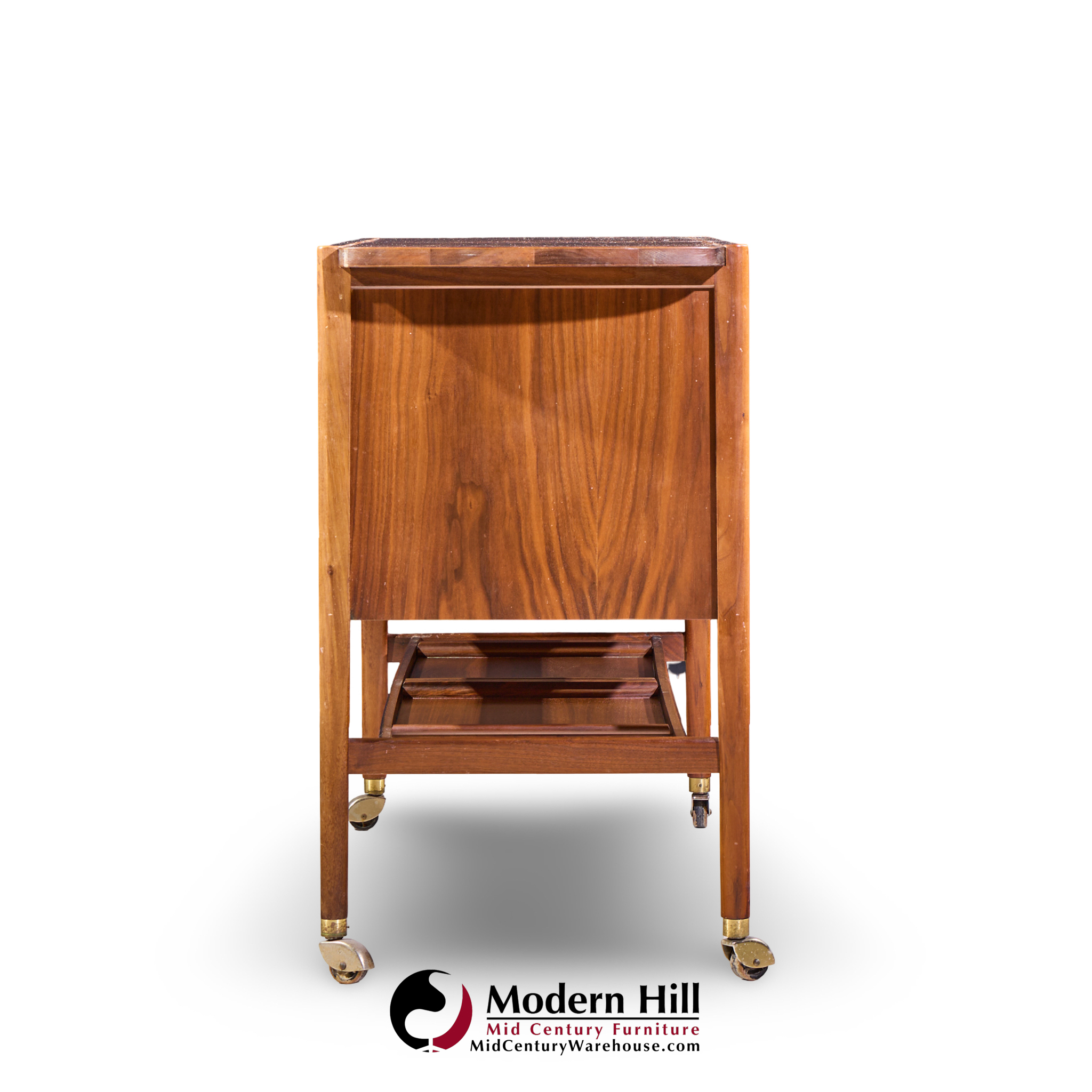 kipp stewart for drexel declaration mid century walnut tambour door bar cart