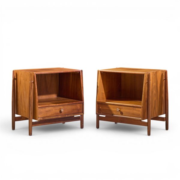 kipp stewart for drexel declaration mid century walnut floating nightstand