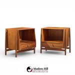 kipp stewart for drexel declaration mid century walnut floating nightstand