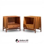 kipp stewart for drexel declaration mid century walnut floating nightstand