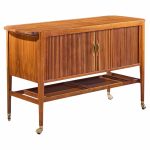 kipp stewart for drexel declaration mid century walnut tambour door bar cart