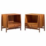 kipp stewart for drexel declaration mid century walnut floating nightstands - pair