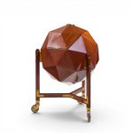 m. vuillermoz for dambrine mid century french mahogany and brass polyhedron bar cabinet