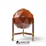 m. vuillermoz for dambrine mid century french mahogany and brass polyhedron bar cabinet