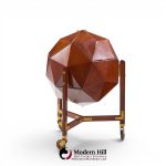 m. vuillermoz for dambrine mid century french mahogany and brass polyhedron bar cabinet
