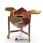 m. vuillermoz for dambrine mid century french mahogany and brass polyhedron bar cabinet