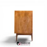 merton gershun for american of martinsville mid century walnut and cane credenza and hutch