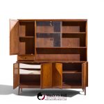 merton gershun for american of martinsville mid century walnut and cane credenza and hutch