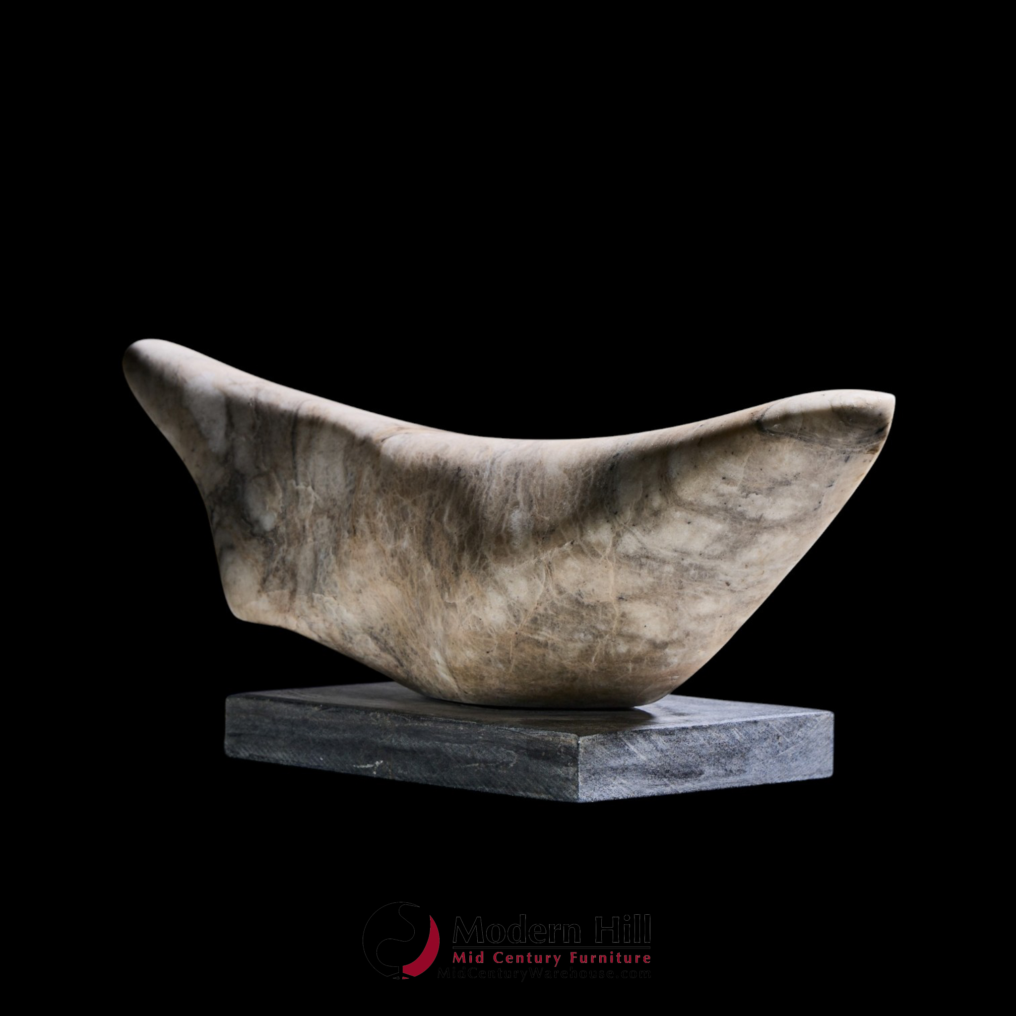 mid century abstract carved stone sculpture