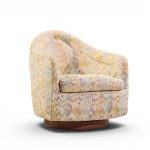 milo baughman for thayer coggin mid century walnut base swivel lounge chair