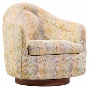 milo baughman for thayer coggin mid century walnut base swivel lounge chair