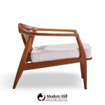 milo baughman for thayer coggin mid century walnut horseshoe lounge chairs - pair