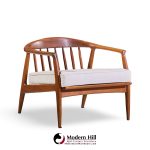 milo baughman for thayer coggin mid century walnut horseshoe lounge chairs - pair