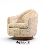 milo baughman for thayer coggin mid century walnut base swivel lounge chair