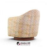 milo baughman for thayer coggin mid century walnut base swivel lounge chair