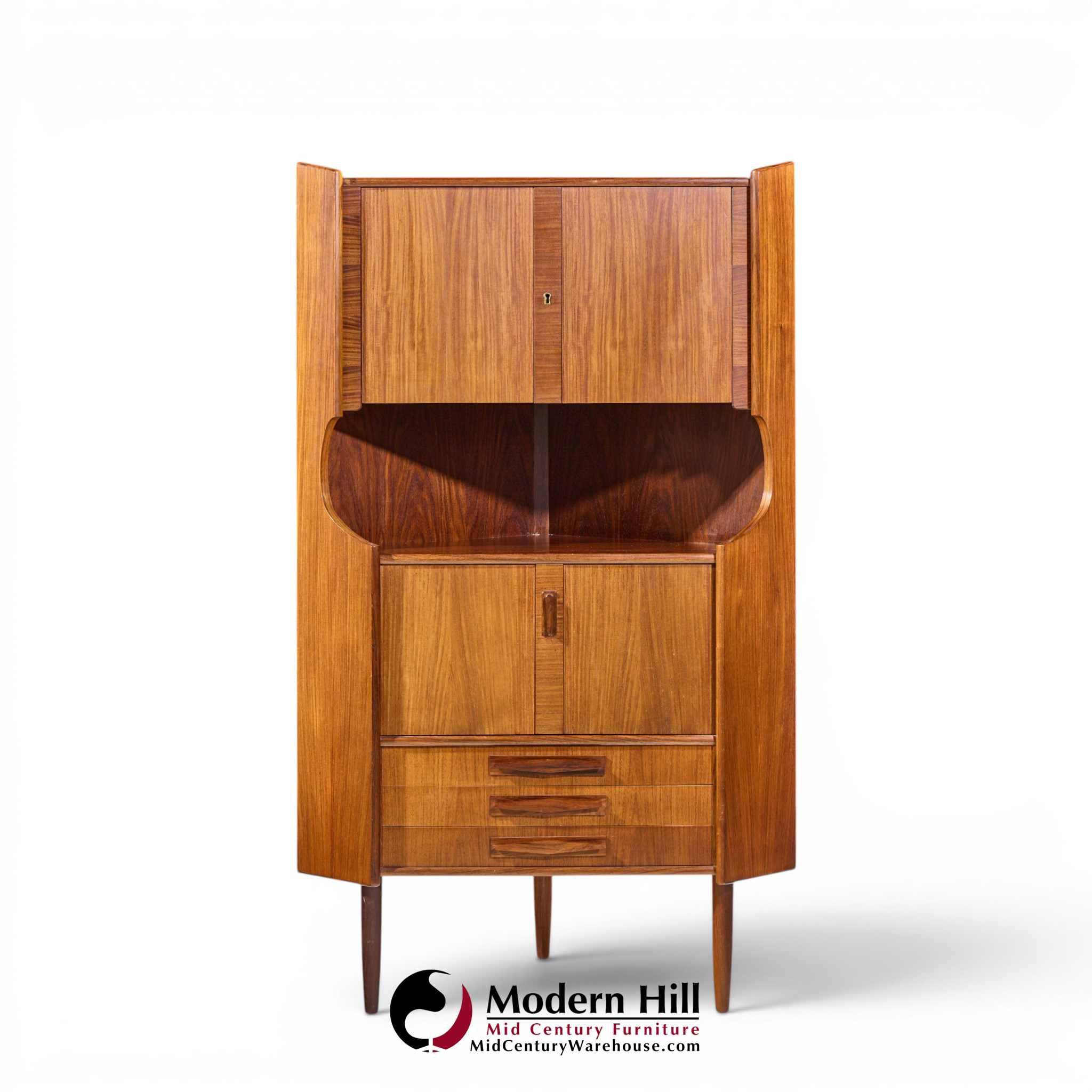 omann jun style mid century danish rosewood corner cabinet