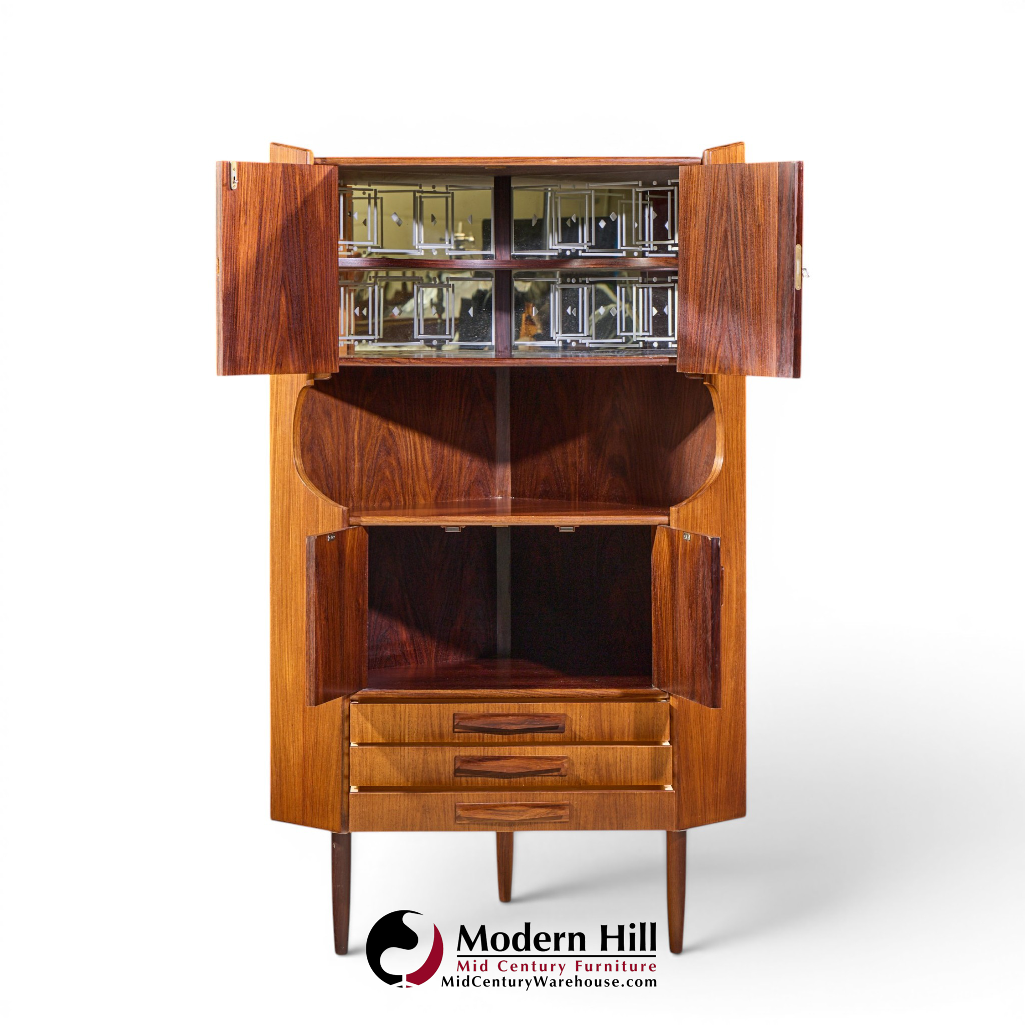 omann jun style mid century danish rosewood corner cabinet