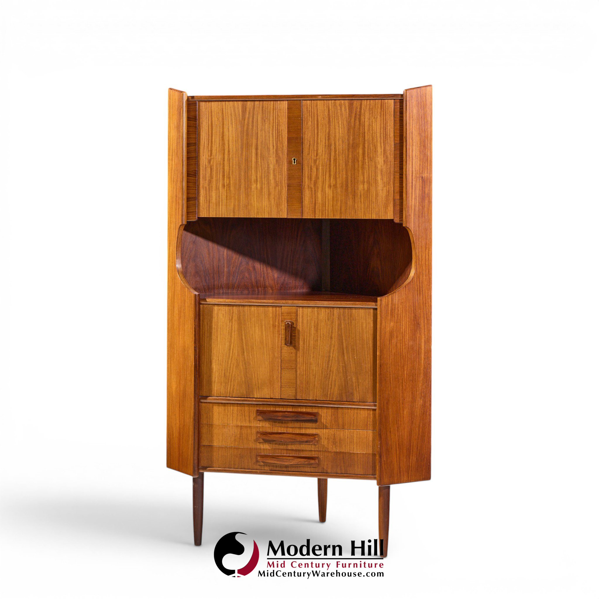 omann jun style mid century danish rosewood corner cabinet