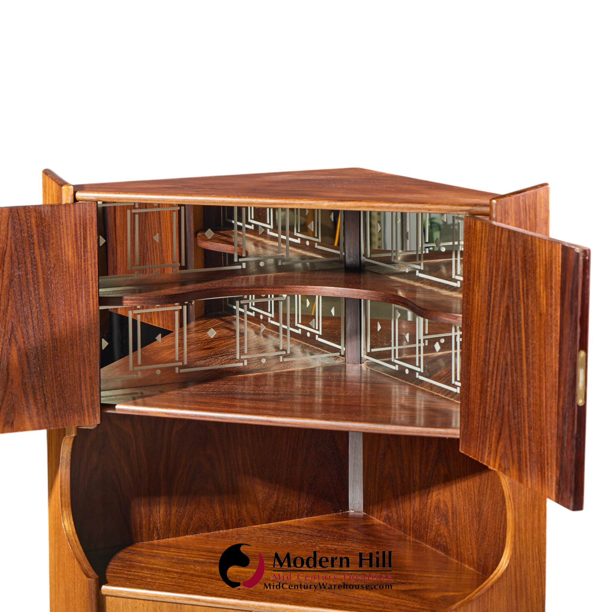 omann jun style mid century danish rosewood corner cabinet