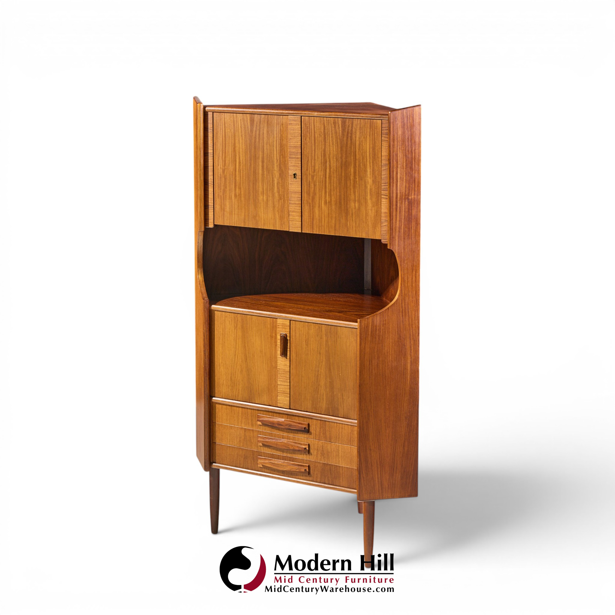 omann jun style mid century danish rosewood corner cabinet