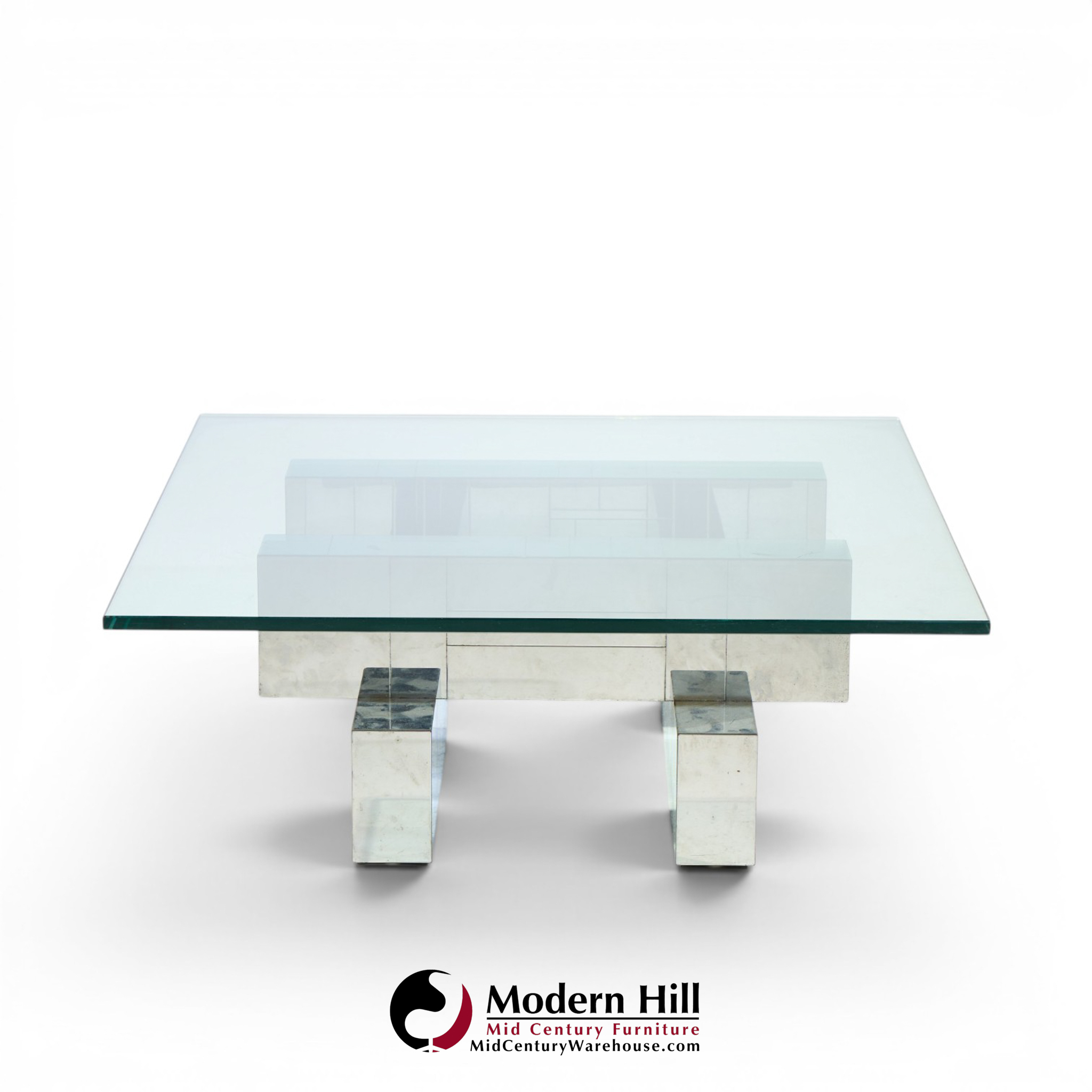 paul evans cityscape mid century chrome and stainless steel coffee table