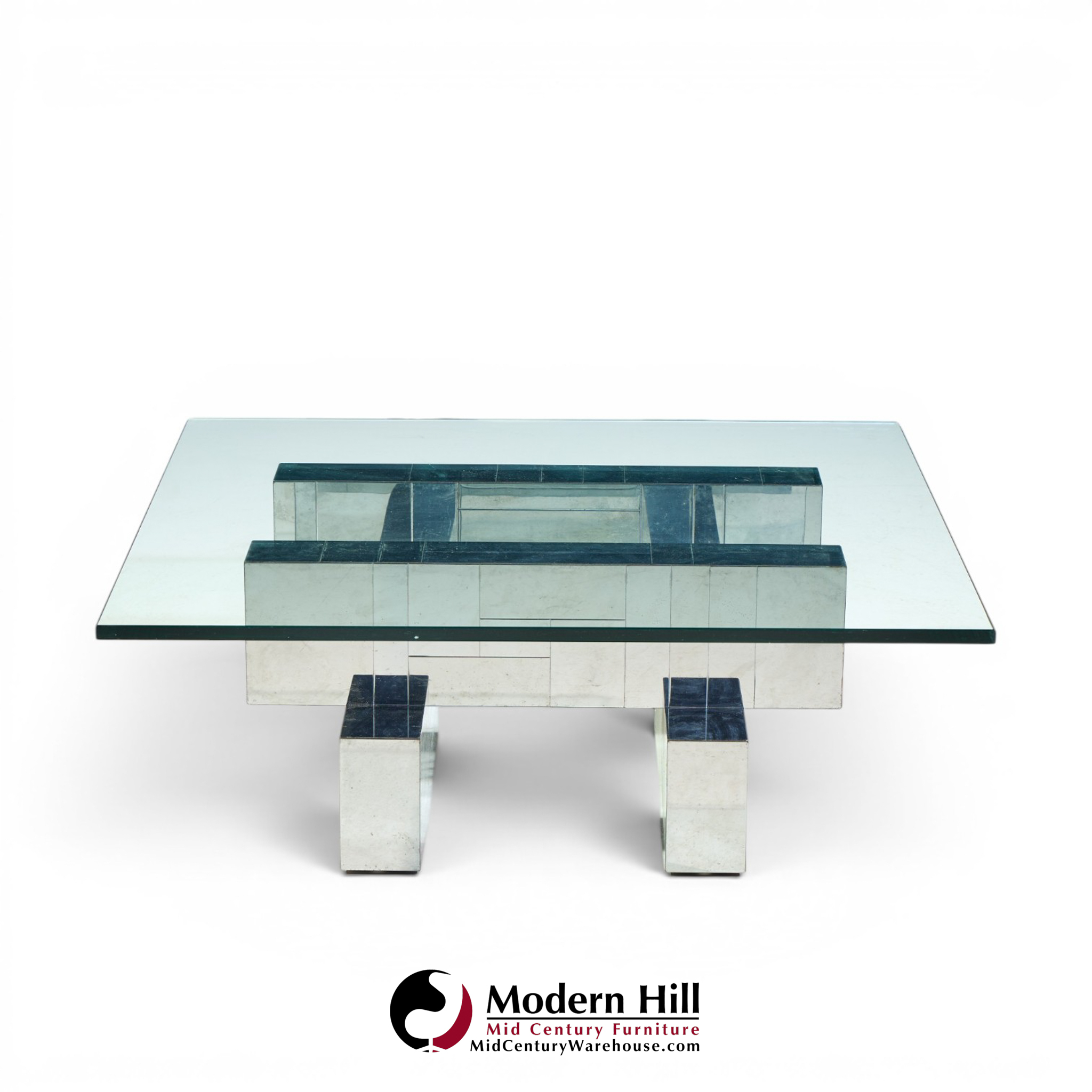 paul evans cityscape mid century chrome and stainless steel coffee table